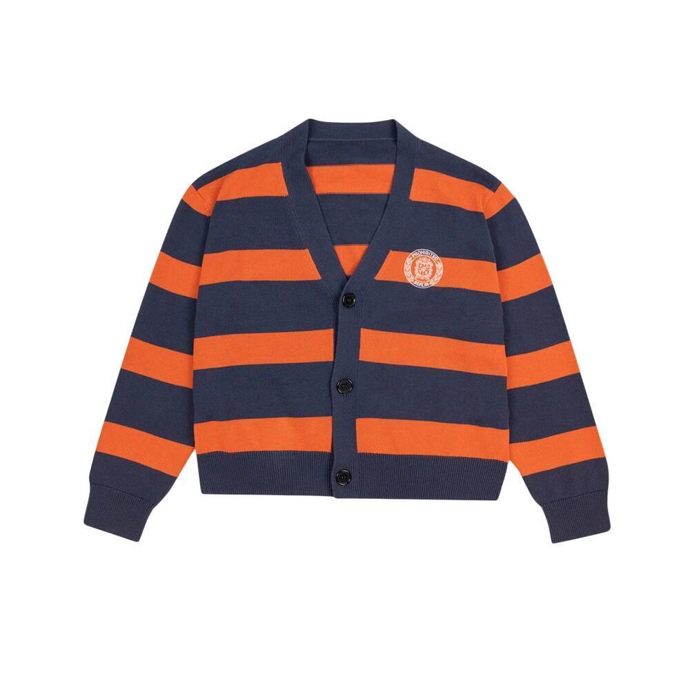 Prohibited Unisex Cardigan Orange/Vintage Purple Stripe Three Button Size L - Picture 3 of 14